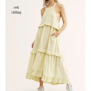 Free People L Tiered Ruffle Midi Maxi Dress